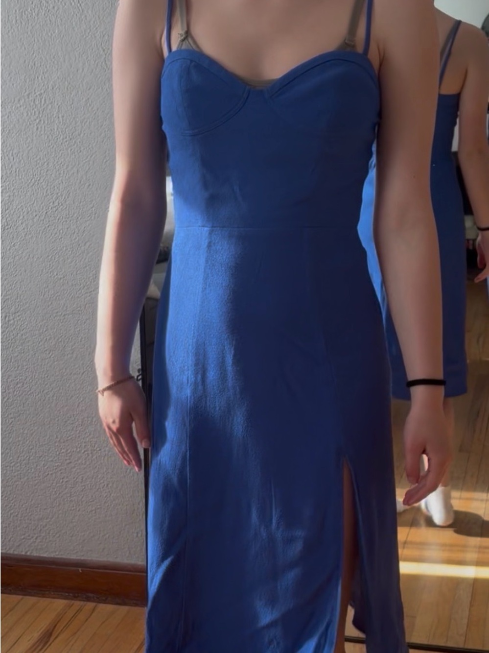 Blue Women’s Slip Midi Dress - Slit